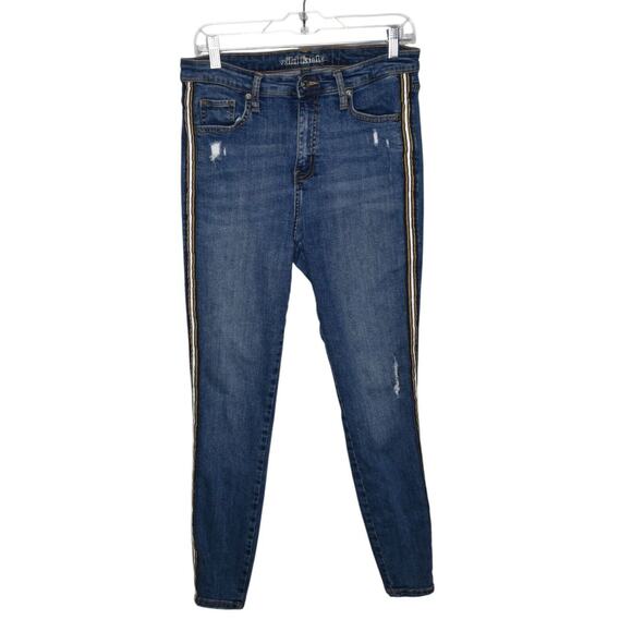 Wild Fable Womens Distressed Skinny Jeans Side Stripes Size 10 High Rise Retro - Picture 2 of 7